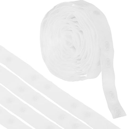 QUARKZMAN 2 Yard Snap Button Tape Double Buckle for Sewing, Cotton Snap Button Trim Fastener Buckles Tape for Clothes Fabric DIY Craft, White