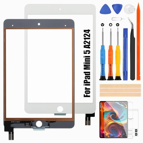 per iPad Mini 5 2019 Schermo di Ricambio - per iPad Mini5 5th Generazione Touch Screen A2124 A2125 A2126 A2133 Digitalizzatore Vetro per iPad Mini5 Touch Pannello Kits 7.9” (Non LCD Display) (Bianco)