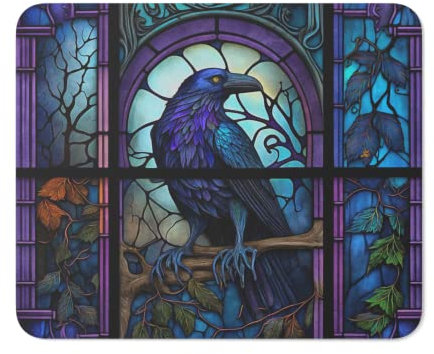 Tappetino Mouse Pad, Crow Stained Glass Gaming Mousepad Antipolvere Tampone Per Mouse Antisfilacciamento Gaming Tappetino Mouse Per Notebook Mouse 25X30Cm