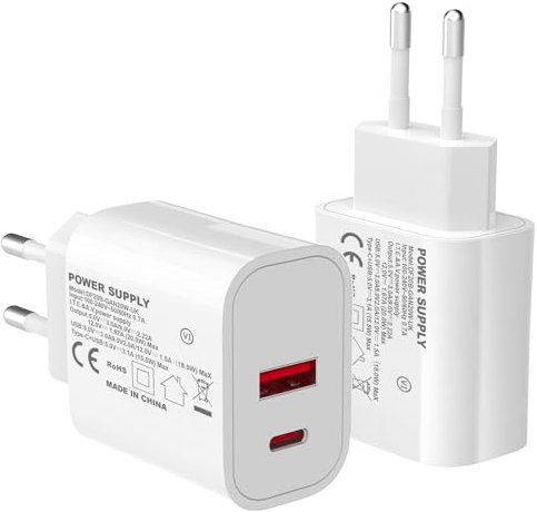 USB C Ladegerät 20W USBC Netzteil Adapter für iPhone 16/16 Pro/16 Pro Max/16 Plus/15 14 13 12 11/Mehr, Schnellladegerät Handy Stecker Ladestecker Ladeadapter (USB A+C)