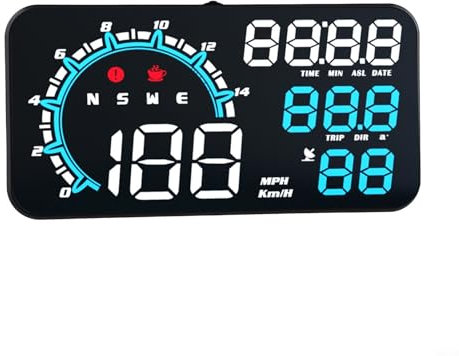 HpLive Digitaler GPS-Tachometer Auto HUD Head-Up-Display für MPH Geschwindigkeitswarnung Fahrtrichtung Höhenmesser Beschleunigungsmesser