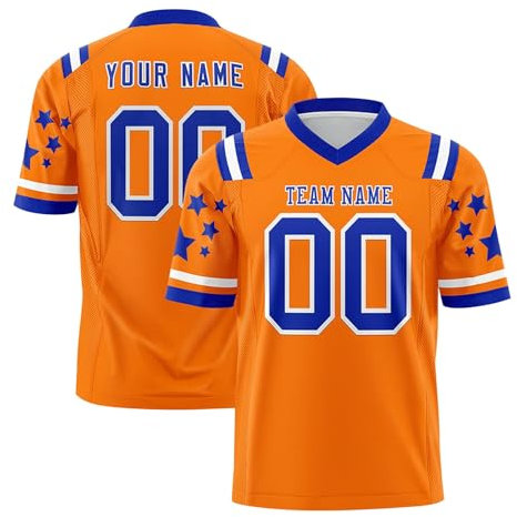 KONG JIMFAN Personalisiertes American Football Trikot,Individuell Bedruckt Namen Nummer & Logo,Football Trikot Für Erwachsene/Kinder Unisex Teamtrikot Sportliche Kleidung Trikot(Royal Blue)