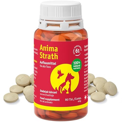 Anima Strath Nahrungsergänzungsmittel für Hunde - (80 Kautabletten) 61 Nährstoffe, Reich an Mineralstoffen, Vitaminen, Aminosäuren, Immunsystem Ergänzungsmittel für die Verdauung