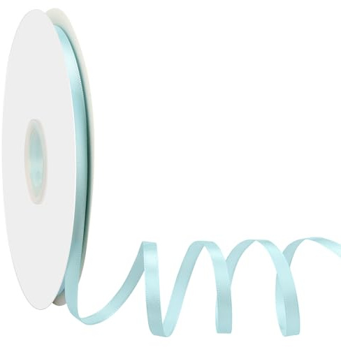 Satinband Schleifenband Hellblau, Dooozy 6mm 91m Geschenkband Dekoband, Stoffband für Verpacken Geschenken Weihnachten Hochzeit Dekorieren