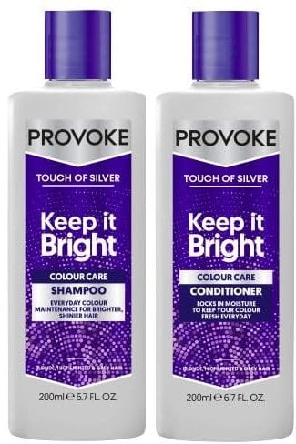 Touch Of Silver Colour Care Shampoo 200ml & Conditioner 200ml | Provoke Bundle Pack | Brightens & Protects Colour, Restores Moisture for Radiant Hair | for Blonde, Highlighted & Grey Hair