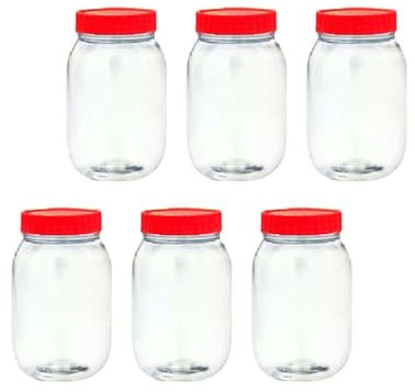 QUANTA Barattoli in plastica con coperchio, trasparenti, ermetici, impilabili, senza BPA, per spezie, dolci, artigianato, dolcetti per cani, riutilizzabili e durevoli (6, trasparente/trasparente, 1000