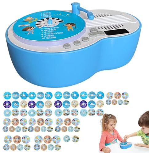 Player musicale per bambini da 1200 mAh - giocattolo di fonografo vintage, design classico | Grammofono portatile con carte educative, giocatore di storie interattive per la musica per bambini, educaz