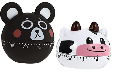 GRIRIW 2 Pièces Minuteur de Cuisine Mécanique Cartoon de Minuteur Pratique pour Gestion Cuisine pour Adultes