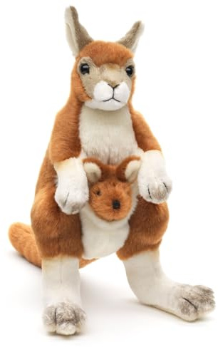 Teddys Rothenburg Kuscheltier Känguru mit Baby braun/weiß 25 cm Plüschkänguru