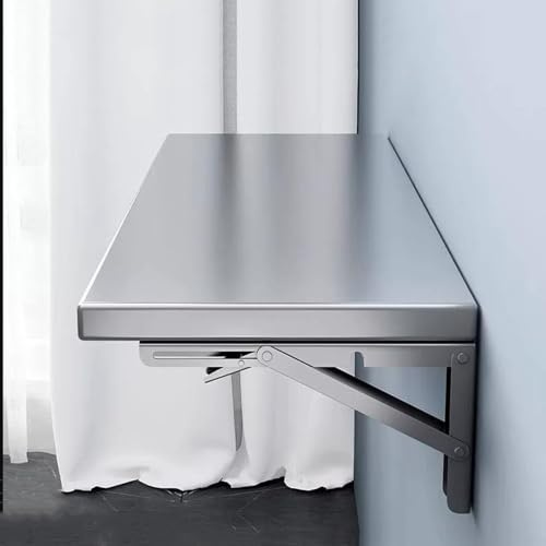 QSPNVFB Wand Klappschreibtisch Edelstahl Wandklapptisch, Ausziehbarer Tischhalterung Computertisch, Kleiner Faltbarer Wandtisch Für Büro Balkon WäScherei(40x30cm(16x12))