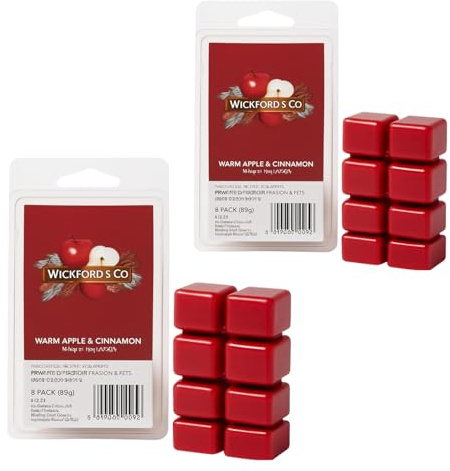 Katsy Style – Scented Wax Melts, Warm Apple and Cinnamon Fragrance Wax Cubes for Home Ambience, Suitable for Wax Burners and Melting Pots – 8 Cubes per Pack (Pack of 2)