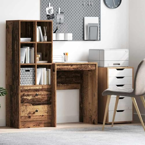Schreibtisch Altholz Optik 60x40x76 cm, Kompakter Computertisch für Home Office, Gaming Desk, Robuster Holztisch mit Holzwerkstoffrahmen, Einfache Montage, Vielseitig einsetzbar