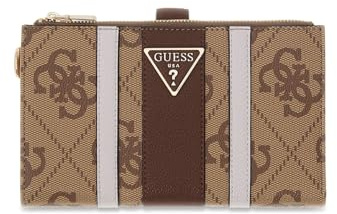 GUESS Geldbörse Laurel II SLG Double Zip Organizer Latte Logo/Brown Hellbraun