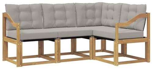 vidaXL Outdoor-Sofagarnitur mit Kissen 4 pcs Weiß und Hellgrau, Gartenmöbel, modernes Sofa-Set für draußen, Loungebereich, haltbare Terrasse zum Entspannen und Wohlfühlen