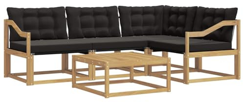 vidaXL Outdoor-Sofagarnitur 5 pcs Weiß und Schwarz 79 x 79 x 37 cm, Moderne Garten-Sofa-Garnitur, langlebige Möbel, schicker Akazienholz-Sitz, Bequeme Terrassen-Lounge