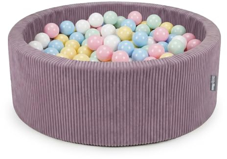 KiddyMoon Bällebad Für Kinder Aus Schaumstoff, 90 X 30 cm, Weicher Rippbezug, Abnehmbarer Bezug, Weiches Und Sicheres Spielzeug, Waschbar