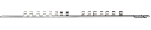SW-Stahl 05500-LEISTE Klemmschiene 3/8 Zoll, 15-teilig Stecknussleiste | Chrom Stecknuss Schiene zur Steckschlüssel Ordnung, 10 mm Werkzeughalter, Aufbewahrungsschiene für Nüsse und Ratschenaufsätze