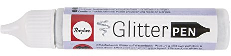 Rayher 38892606 Glitter Effekt-Pen, Flasche 28ml, silber