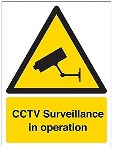V Safety Security Notice, CCTV Surveillance Camera In Use Sign - 150mm x 200mm - Self Adhesive Vinyl