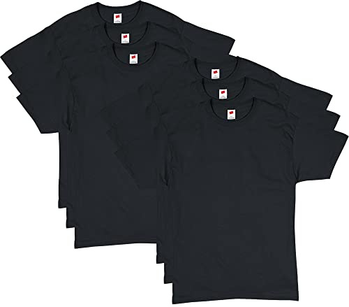 Hanes Men's Essentials Pack, Crewneck Cotton T-Shirts, 4 Available, Black-6 Pack, 3XL (Pack of 6)