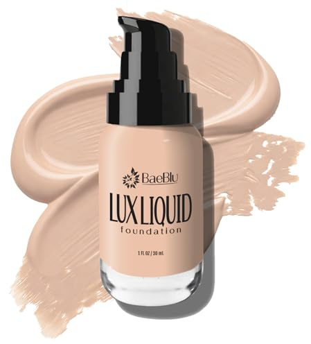 BaeBlu Organic LUX Liquid Foundation, Aloebasiert, natürlich, vegan, glutenfrei, hergestellt in den USA, latte