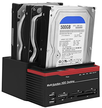 Docking Station per disco rigido, Docking Station HDD SATA / IDE da 2,5 pollici da 3,5 pollici Dual-Bay USB 3.0(EU Plug)