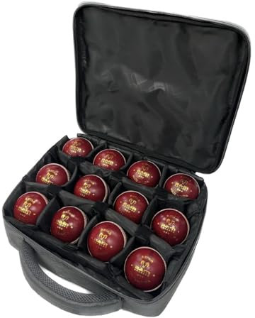 Ram Cricket Ball Carry Case – Holds up to 12 Balls in Individual Reinforced Padded compartments – Strong & Durable Construction with Double Stitched Seams to Protect Cricket Balls – 30 x 26cm