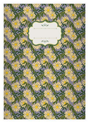 Kartenkaufrausch 2 edle florale Vintage DIN A4 Schulhefte, Schreibhefte mit Margheriten, lila Lineatur 20 (blanko Heft 16 Blatt/32 Seiten) Notizheft, Kladde für Schule, Universität, Büro