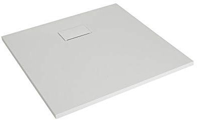 Milano Rasa White Low Profile Square Textured Slate Effect Shower Tray - 900mm x 900mm