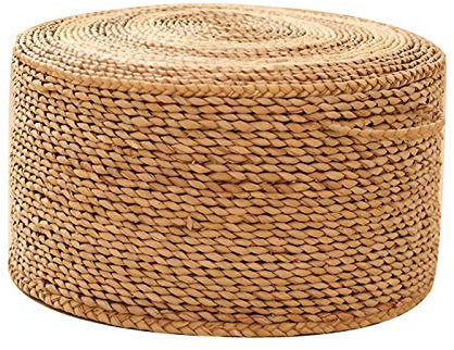 ZCRFY Runder Hocker Stuhl Rattan Strohhocker Super Bequemer 100% Handgestrickter Geflochtener Fußhocker