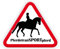 Tierisch werben PferdetranSPORTpferd (30x25 cm) Schild o. Aufkleber für Pferdeanhänger in konturgeschnittener Dreiecksform Motiv: Dessur (Aufkleber)