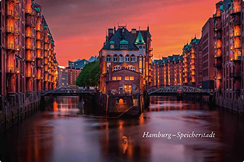 Blechschild 20x30cm gewölbt Hamburg Speicherstadt Deko Geschenk Schild