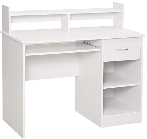 HOMCOM Computertisch Schreibtisch Bürotisch Gamingtisch PC-Tisch mit Schublade E1 Spanplatte Weiß 104 x 48 x 95,5 cm