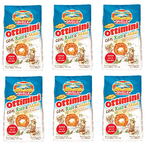 6x Divella Ottimini con Riso e Mais Shortbread Kekse mit Reis und Mais 400g Biscuits Cookies italienische Kekse