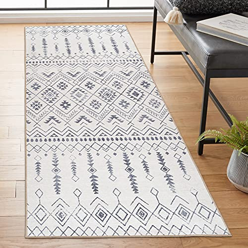 ReaLife Teppich - Maschinenwaschbar - aus Premium-Recyclingfasern hergestellt - Moroccan - Ivory, 75 x 180 cm