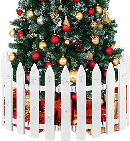 MCEAST 16 Pieces White Plastic Traditional Christmas Tree Fences, 4.6 x 12 Inches, Ideal for Home, Wedding, Fairy Garden, Party