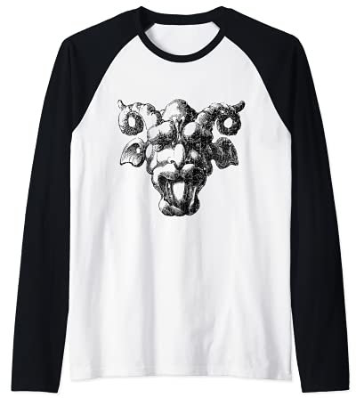 Gruselige Vintage-Wasserspeier Teufel Statue Gesicht Raglan