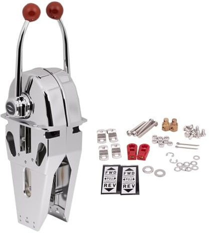 NEWMAIX Universal Boat Dual Lever Throttle Control,Marine Top Mount Twin Lever Engine Control Zinc Alloy Dual Handle Shift for Any Type of Boat with Outboard Inboard or I/O Power
