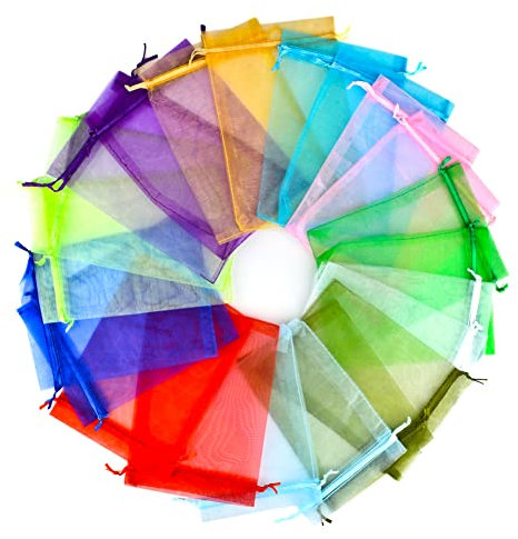YFZYT 100 Stück Organzasäckchen 20x30 cm Farbe Organzabeutel Gross Organza Säckchen Zum Befüllen Geschenktüten Aufbewahrungstasche für Geschenksäckchen Hochzeit Weihnachten Beutel Party Geschenk