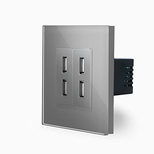 USB Ladesteckdose Ladebuchse Typ A 2.0 3.0 Unterputz Glas Grau