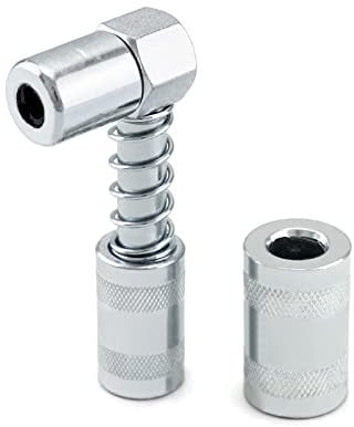 QWORK 90 Degree Grease Coupler Adapter with Sleeves, Fits Tight Spaces, Prevents Leaks, Suitable for Auto, Truck, Farm Equipment