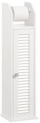 SoBuy Support Papier Toilette Armoire Porte-Papier Toilette Porte Brosse WC Meuble de Salle de Bain sur Pied en Bois, Blanc, 20x18x79cm, BZR49-W