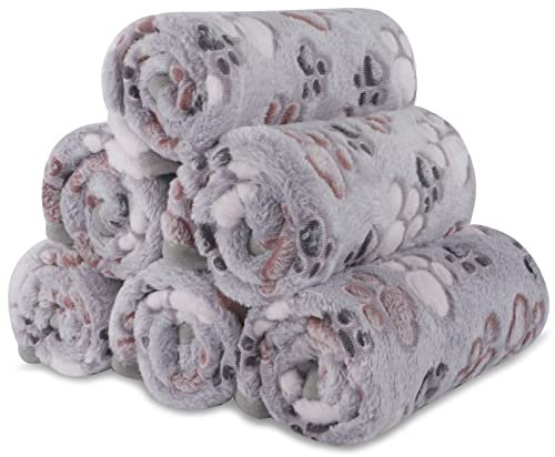 BVAGSS 6 Stück Kleine Flauschige Hundedecke, Weich mit Fleece Flanell Haustier Decken für Kleine Mittlere Hunde Katzen Warmer und bequemer Schlaf XH075 (104 x 76 cm, Grau)