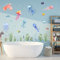 PLIGREAT 2 Bögen Quallen Wandtattoo für Kinderzimmer Unterwasserwelt Wandbilder Aufkleber für Badezimmer Schlafzimmer Wohnzimmer Wandkunst Dekorationen Algen Wandaufkleber, 90 x 29 cm