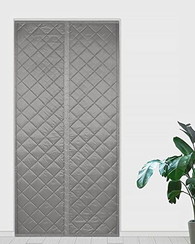 Rideau de Porte Isolant Thermique,Rideau de Porte Magnétique Auto-absorbant,Rideau de Porte Anti Froid Dans Cuisine&Maison Moustiquaire,Isolant Phonique,Pas de Perçage Nécessaire (Gris, 80*210)