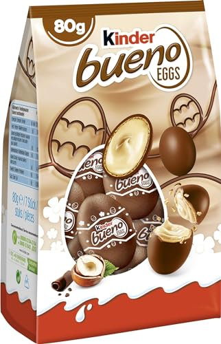Ferrero Kinder Bueno Eggs | 80 g | Schokoladen-Eier gefüllt mit Milch-Haselnusscreme| Ostern | Osterschokolade | Geschenk