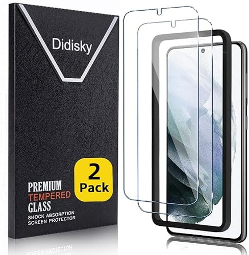 Didisky Lot de 2 Protecteur Verre Trempé pour Samsung Galaxy S21 5G 6.2'' et Kit Installation Offert (Non pour Samsung S21 Fe,S21 Plus, S21 Ultra), Film Protection écran,9H, Pas de Bulles