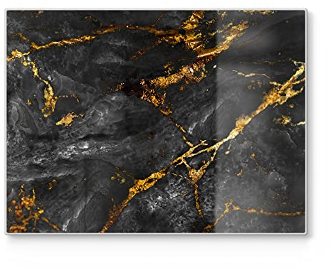 DEQORI Schneidebrett aus Glas | groß 40x30 cm | Motiv Veredelter Naturstein | Design Schneideplatte für Küche | Frühstücksbrett antibakteriell & rutschfest | Glasplatte & Servierplatte