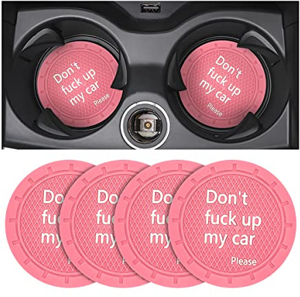 8sanlione Car Cup Coaster, 4Pcs 2.75 Inch Auto Cup Holder Insert Coasters, Non-Slip Waterproof Embedded Drink Mat, Automotive Interior Accessories for Men and Women (D Pink/4PCS)