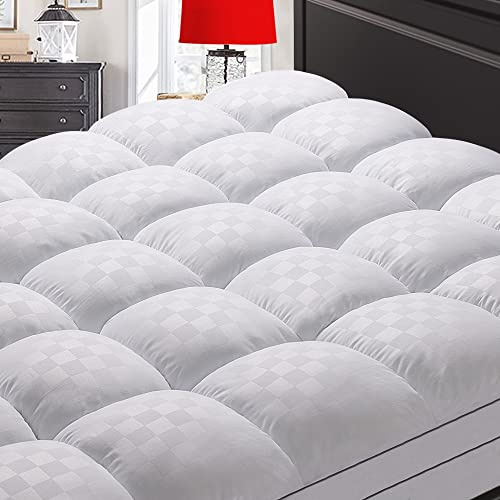 SameBed Matratzenauflage Cal King, extra dicker Matratzenbezug für Rückenschmerzen, kühlender Matratzenschoner mit 20,3 - 53,3 cm tiefer Tasche, überfüllte Daunen-Alternativfüllung